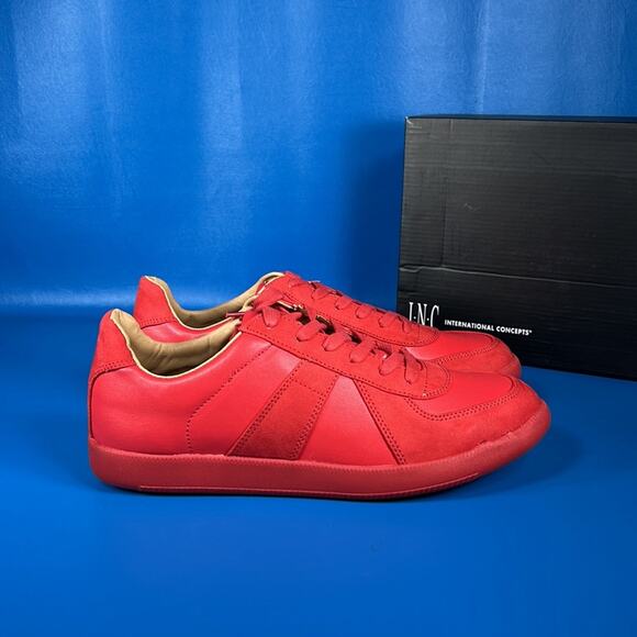 INC Men's Faux-leather Sneakers - Red - 9 - New in box - Picture 3 of 8